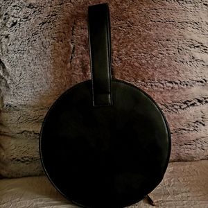 Round Faux Leather Forever 21 Wrist Strap Purse